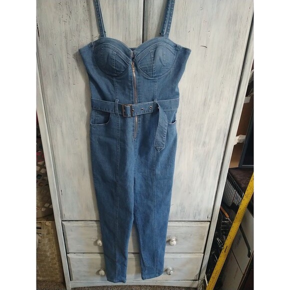 Denham Boulevard Los Angeles Adjustable Zip Romper Jumpsuit Medium Nwt Y2K Boho - Picture 1 of 14
